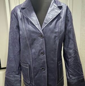 Gorgeous Iridescent Metalic Purple‎ LEATHER Blazer (16W)